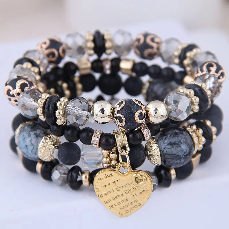 DIEZI bohème rose perles de cristal coeur bracelets porte-bonheur femmes filles ethnique arbre de vie breloque Bracelet Pulseira Feminina