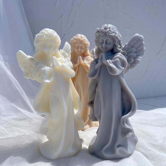 Moule en silicone pour figurine d'ange de fille en prière, sculpture d'art, bougie d'avertissement de soja, chérubin, décoration d'intérieur, artisanat de jardinage