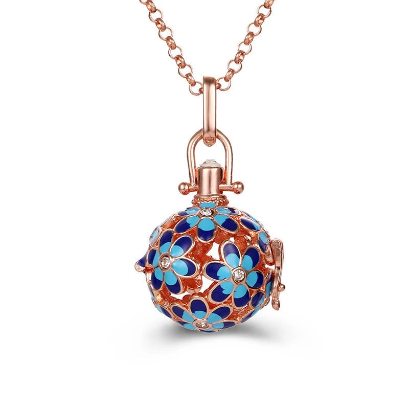 Nouveau charme carillon du mexique ailes d'ange creuses collier Vintage bijoux boule de musique pendentif aromatique pour les femmes accessoires de mode d'été
