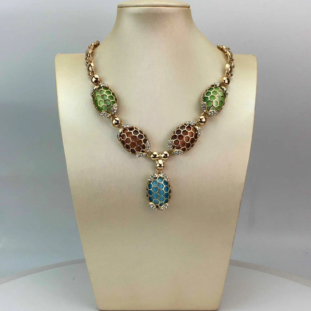 Ensemble de bijoux tendance pour femmes, perles plaquées or, collier, boucles d'oreilles, Bracelet, bagues, cadeaux d'anniversaire pour filles, FHK17030