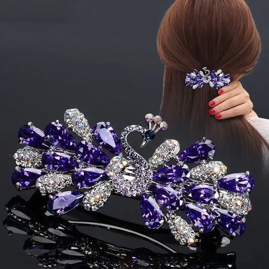 Pinces à cheveux paon minimalistes pour femmes, version coréenne, accessoires, épingle à cheveux à ressort en métal pour filles, grandes épingles droites
