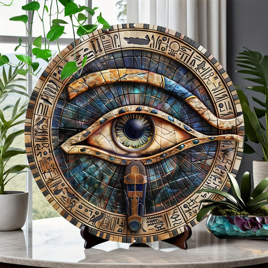 Panneau égyptien œil d'horus : matériau 100 % aluminium, aspect 3D, 8 x 8 pouces, décoration murale de bain, décoration d'intérieur, décoration de chambre, décor de ferme