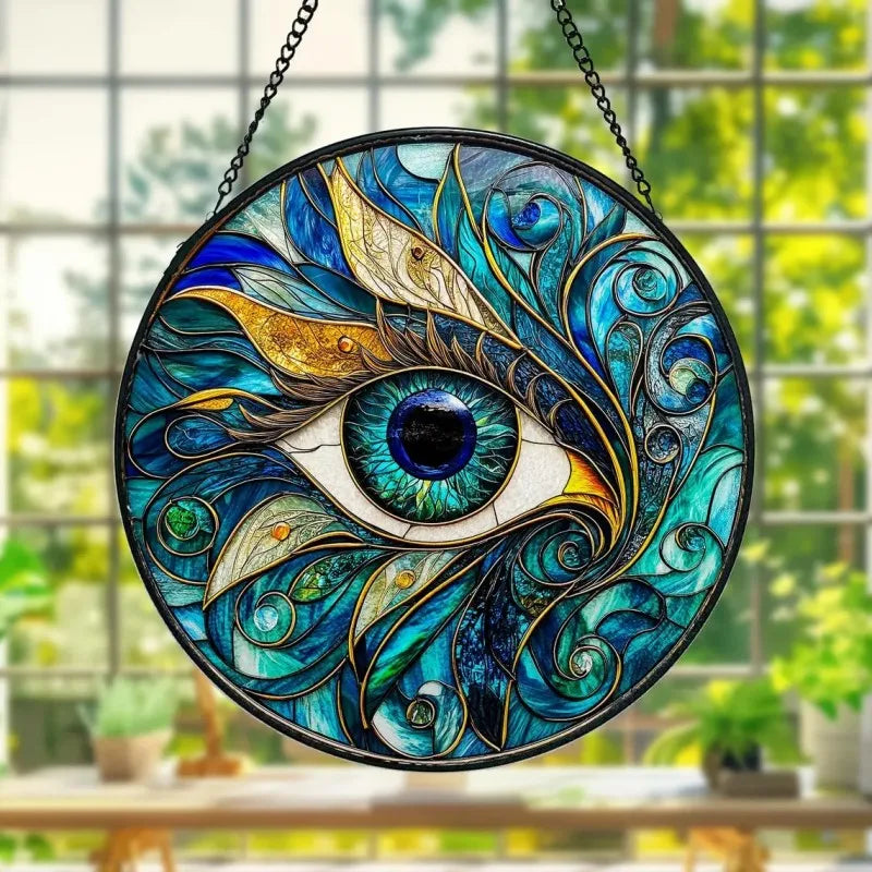 Attrape-soleil en verre contre le mauvais œil, acrylique, porte-bonheur, breloque ronde, décor de fenêtre, décor mural de porche, décor à la maison