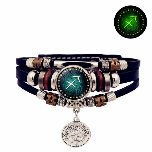 Bracelet en cuir du zodiaque ciel étoilé lumineux, multicouche, perles, bijoux pour Couple, cadeau d'amitié