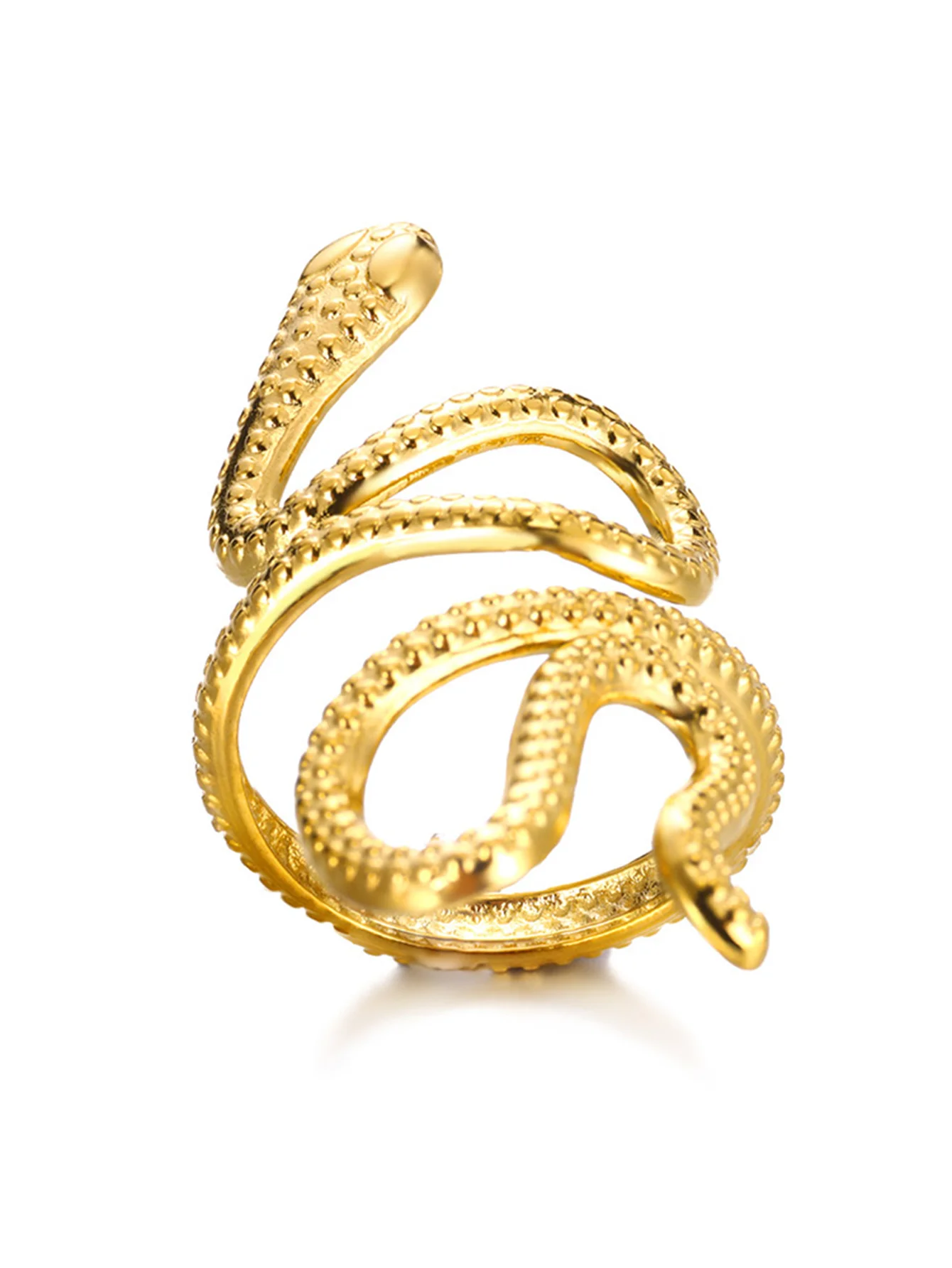 Bague Serpent Réglable en Acier Inoxydable Plaqué Or 316L – Style Gothique Vintage Unisexe