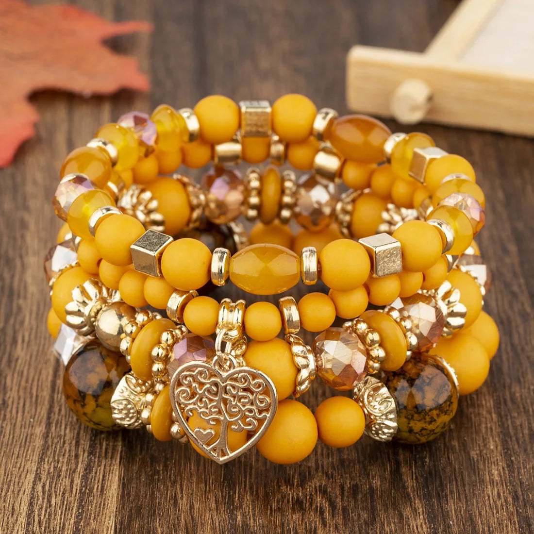 DIEZI bohème rose perles de cristal coeur bracelets porte-bonheur femmes filles ethnique arbre de vie breloque Bracelet Pulseira Feminina