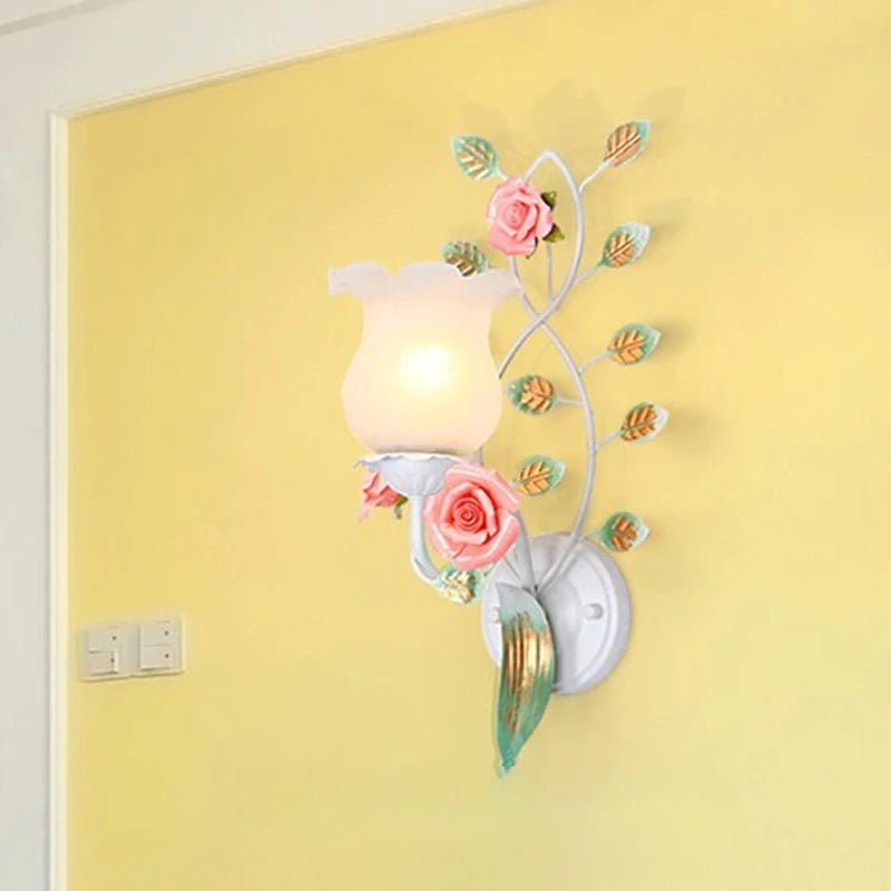Campagne française pendentif LED lumière décoration de la maison salon chambre cuisine jardin Rose fleur herbe luminaires