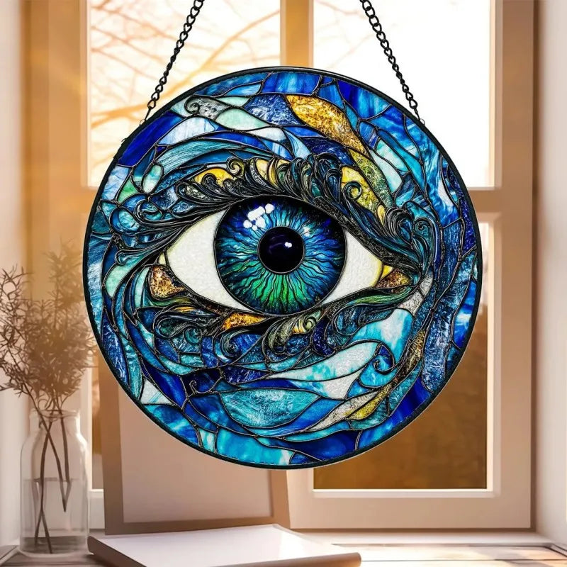 Attrape-soleil en verre contre le mauvais œil, acrylique, porte-bonheur, breloque ronde, décor de fenêtre, décor mural de porche, décor à la maison