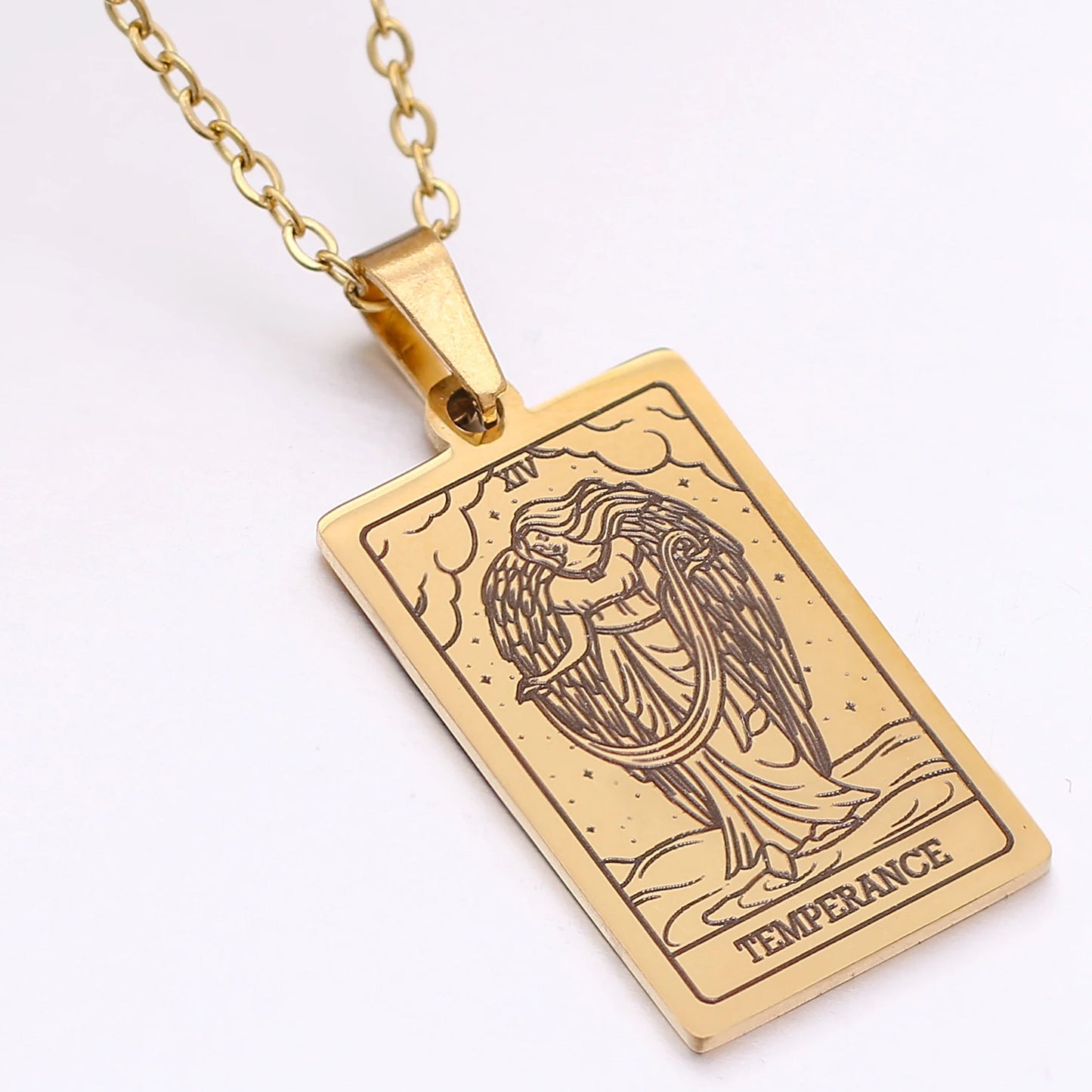 Collier de carte de Tarot en acier inoxydable, amulette porte-bonheur, bijoux ras du cou pour femmes, pendentif magicien/étoile/lune/soleil, vente en gros