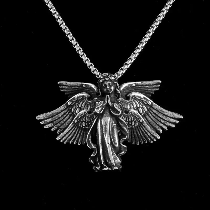Collier ange gardien couleur or pendentif ailes d'ange Style rétro pendentif bijoux en gros