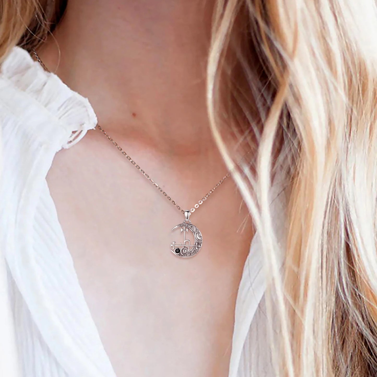 Eudora 925 argent Sterling Lilith lune collier pour femmes homme Vintage démon Lilith Sigil pendentif personnalité bijoux cadeau de fête