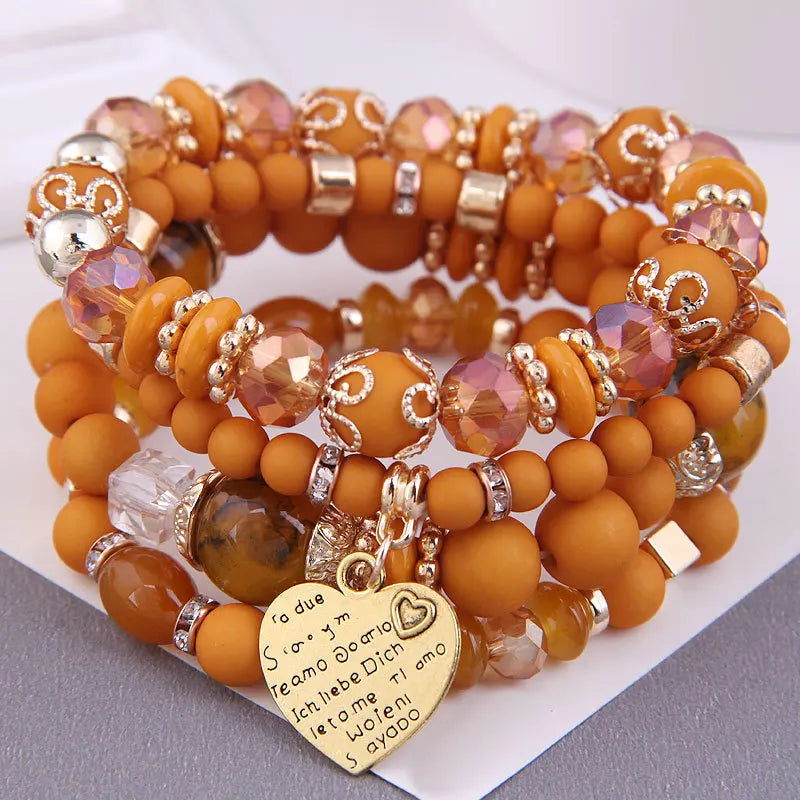 DIEZI bohème rose perles de cristal coeur bracelets porte-bonheur femmes filles ethnique arbre de vie breloque Bracelet Pulseira Feminina