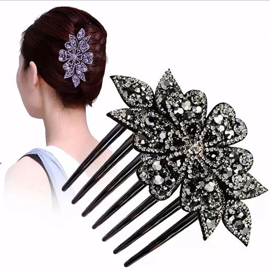 Peignes à cheveux fleur en cristal pour femmes, pinces à cheveux en biscuits, pince à cheveux fourche, coiffure de patients, vêtements de sauna, accessoires élégants