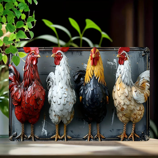 Panneau métallique en étain, superbe coq de ferme Vintage, 8x12 pouces, décoration murale rustique, idéal pour la maison, Bar, café et l'ambiance grotte d'homme