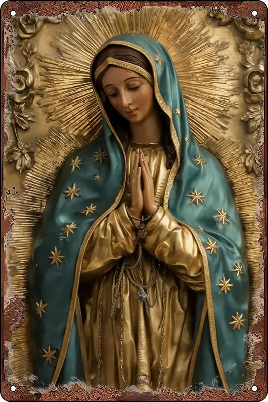 Panneaux métalliques en étain de Style Vintage, vierge de Guadalupe, décoration de maison catholique, Art mural de ferme, cadeaux chrétiens, langue espagnole, fo