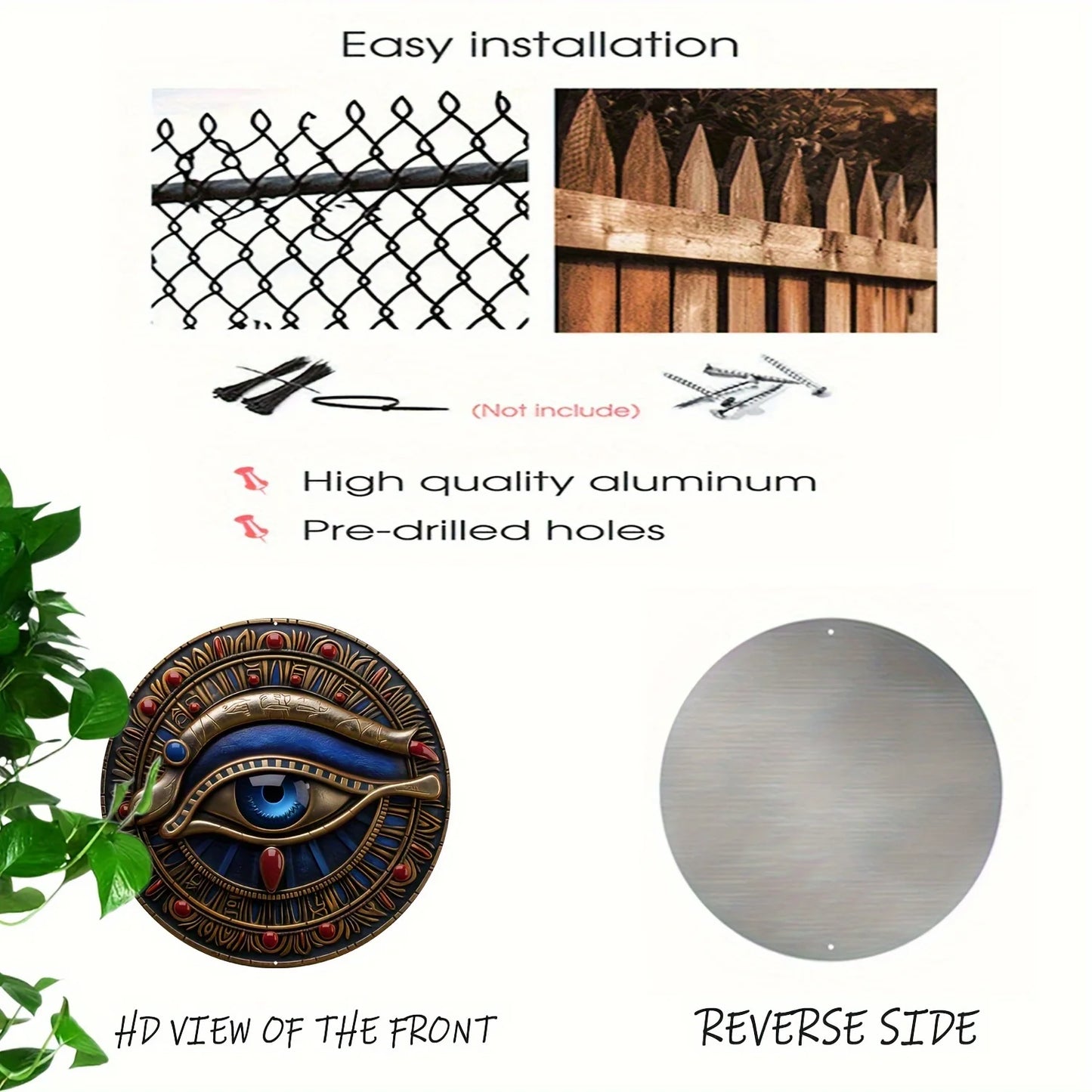 Art mural Eye of Horus, symbole de la mythologie égyptienne, décor en métal haute résistance avec look 3D, décoration de maison et de bain, style ferme