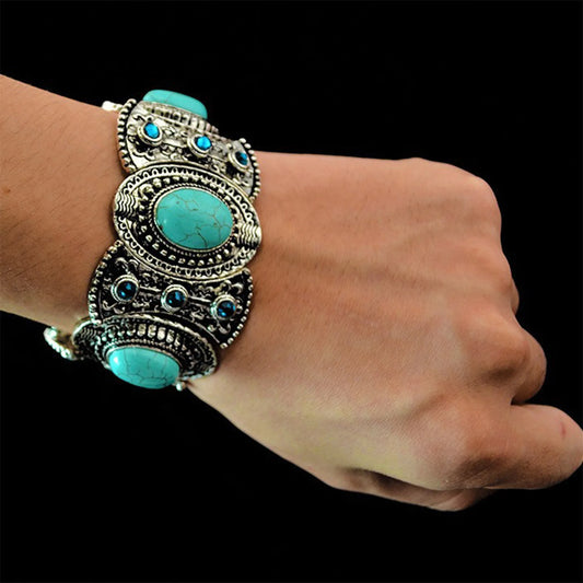 Bracelet ethnique Tribal bohème indien Vintage Turquoise gitane Boho Bracelet Festival voyage femmes hommes bijoux africains turcs