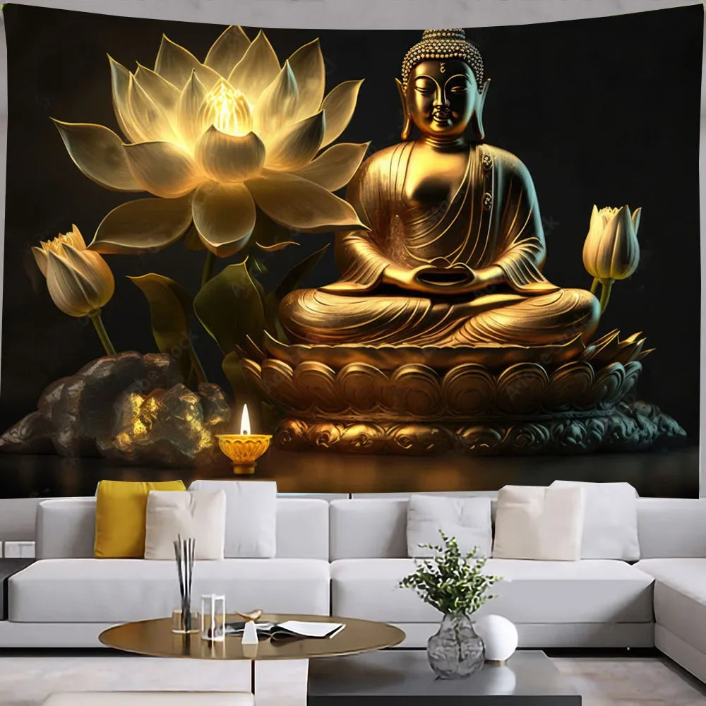 Tapisserie de méditation de bouddha indien, décoration de chambre à coucher, mandala bohème, confection murale, yoga, polymères, serviette de plage, décoration d'intérieur