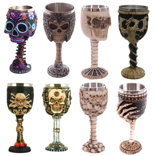 Tasse d'eau gothique 3D en acier inoxydable, gobelet en forme de crâne, Design créatif de squelette de Dragon pour Bar, fête, maison, cadeaux d'halloween