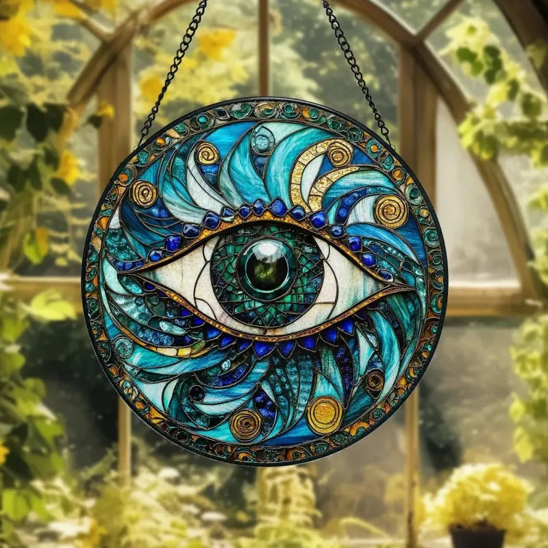 Attrape-soleil en verre contre le mauvais œil, acrylique, porte-bonheur, breloque ronde, décor de fenêtre, décor mural de porche, décor à la maison