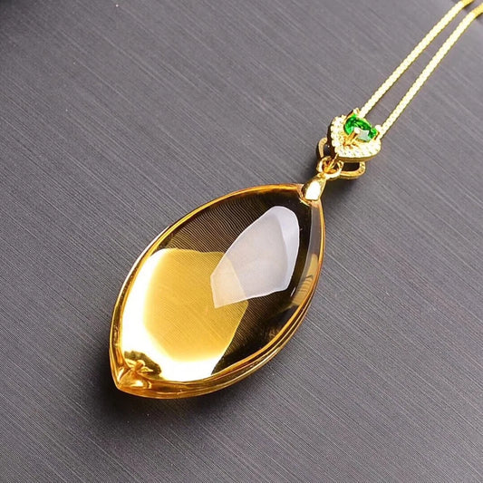 Pendentif Quartz en Forme de Goutte d'Eau pour Femme, Pierre Naturelle, Couleur Jaune, 38x15mm, Collier de Perles à la Mode, AAA