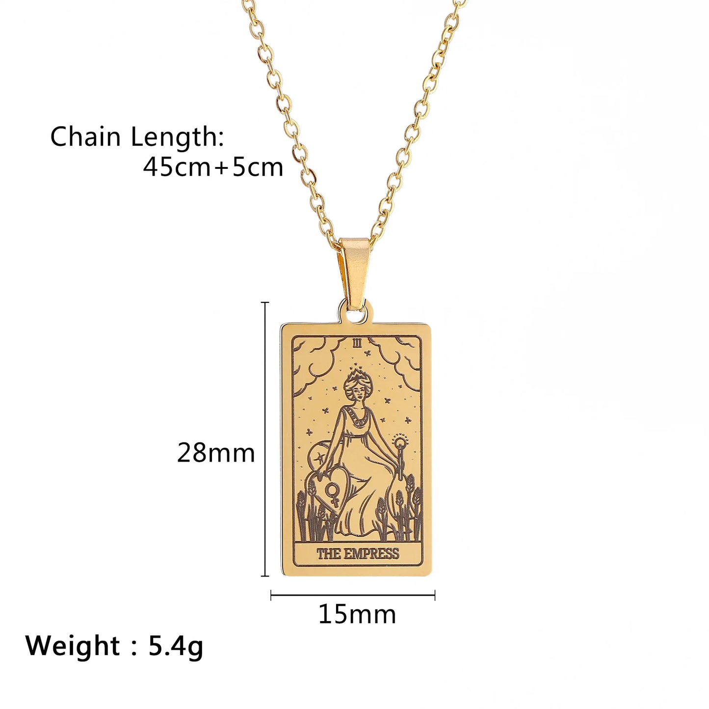 Collier de carte de Tarot en acier inoxydable, amulette porte-bonheur, bijoux ras du cou pour femmes, pendentif magicien/étoile/lune/soleil, vente en gros