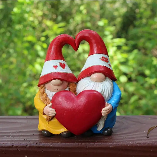 Couple de gnome amoureux mignon, figurine de collection, meilleurs amis, amoureux, statue romantique, intérieur, extérieur, jardin, décoration d'intérieur