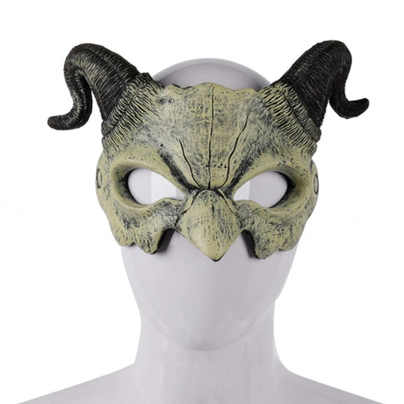 Halloween démon masque cornes diable demi-masque fête Cosplay horreur monstre mascarade effrayant maison hantée accessoires PU masque décor