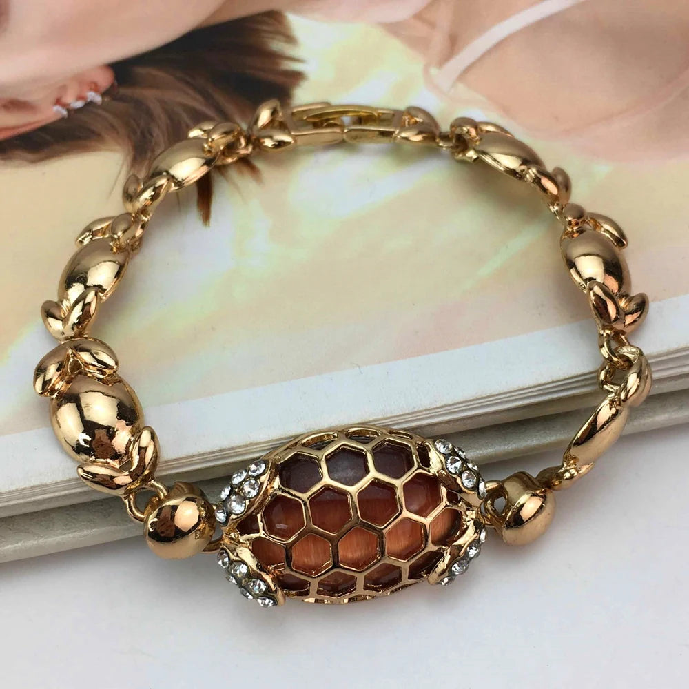 Ensemble de bijoux tendance pour femmes, perles plaquées or, collier, boucles d'oreilles, Bracelet, bagues, cadeaux d'anniversaire pour filles, FHK17030