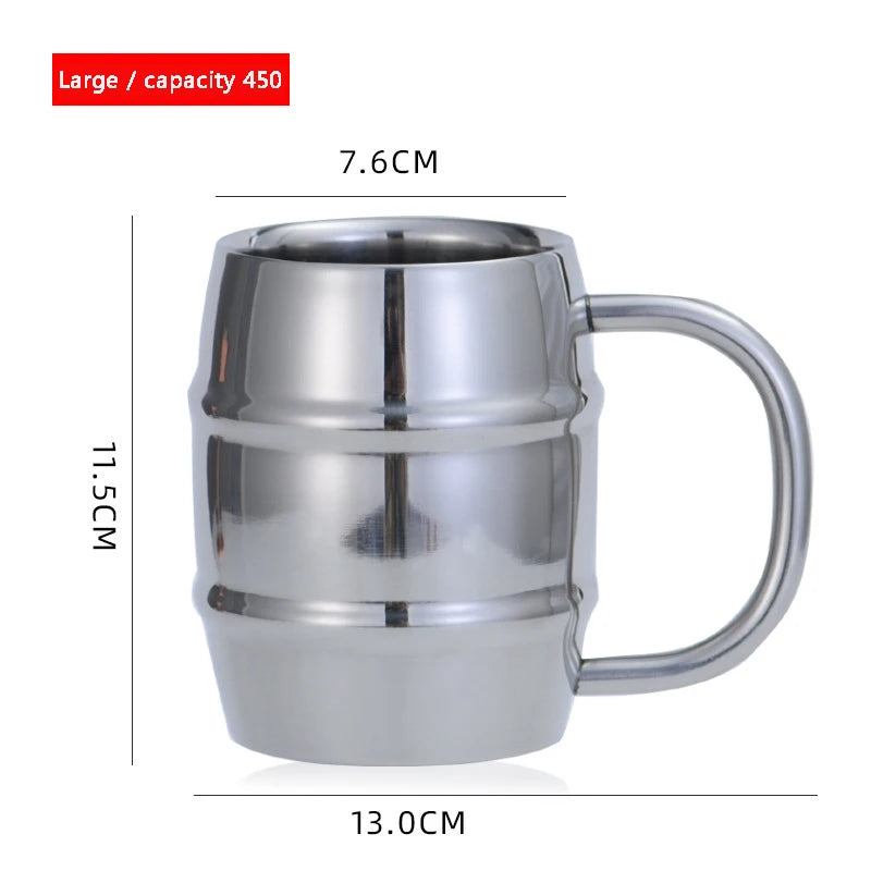 Double tasse à bière en acier inoxydable de 500/450ml, tasse à café occidentale de Camping en plein air avec poignée, tasses d'eau portables isolées