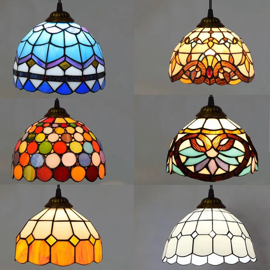 Vitrail suspension lampe salle à manger lustres plafond suspension chambre luminaire maison Luminaria Tiffanydecor