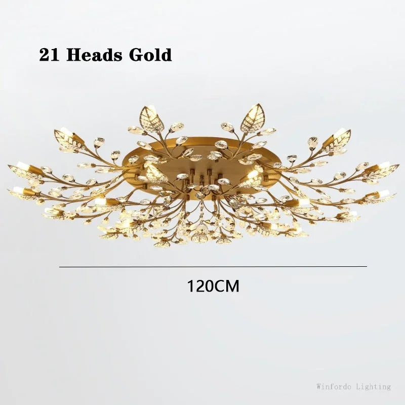 Plafonnier LED en cristal au design nordique moderne, disponible en noir et en jaune or, luminaire décoratif de plafond, idéal pour un salon ou une chambre à coucher, G4