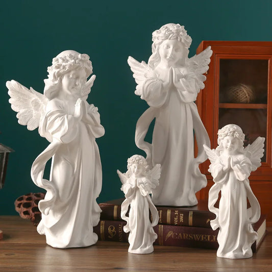Statue de prière d'ange nordique, Sculpture d'art minimaliste en résine pour bureau, bibliothèque, décor de salle d'exposition