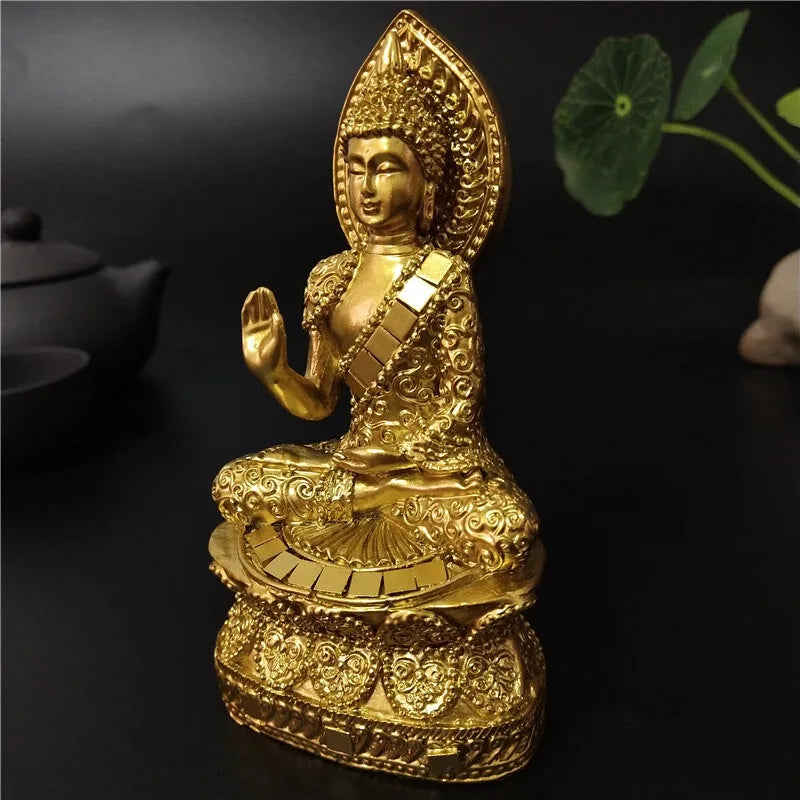 Statue de Bouddha Dorée de Thaïlande pour Décoration de Jardin, Sculpture Hindou Feng Shui, Méditation, Prière, Intense