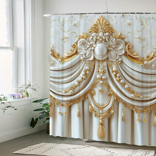 Rideau de douche à motif de fleurs exquises |   Imperméable et lavable en machine, idéal pour la décoration de la maison, de l'hôtel et de la pièce, une pièce