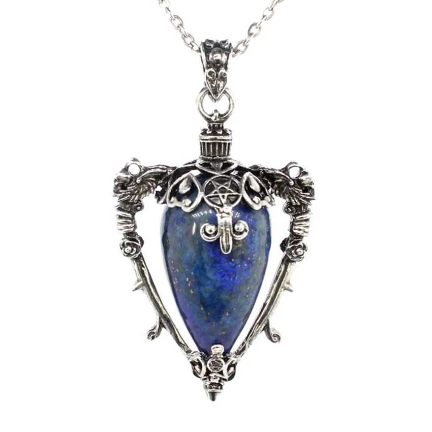 Collier pendentif en cristal goutte d'eau pour hommes et femmes, Quartz rose naturel, Onyx, Lapis Lazuli, Opale, Bijoux en pierre antique, Alanding Yst