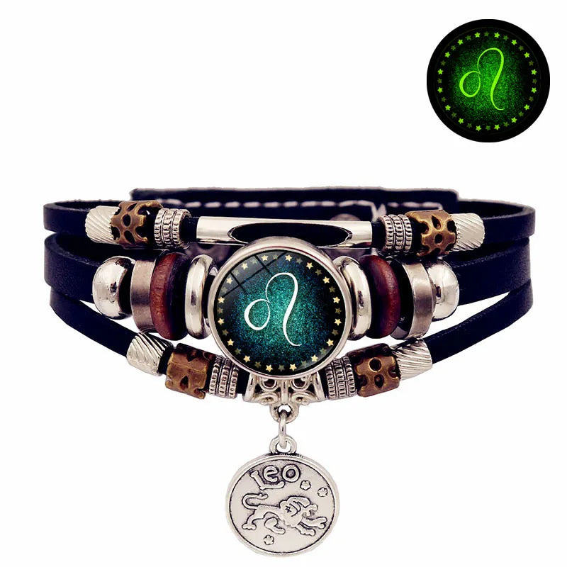 Bracelet en cuir du zodiaque ciel étoilé lumineux, multicouche, perles, bijoux pour Couple, cadeau d'amitié