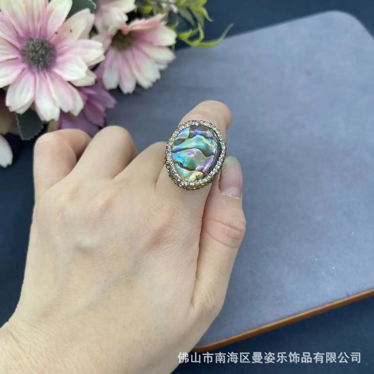 Nouvelle coquille d'ormeau naturelle incrustée de tourmaline, ensemble de pierres brutes, vintage populaire de nouveaux bijoux de niche chinois en automne et gagnant