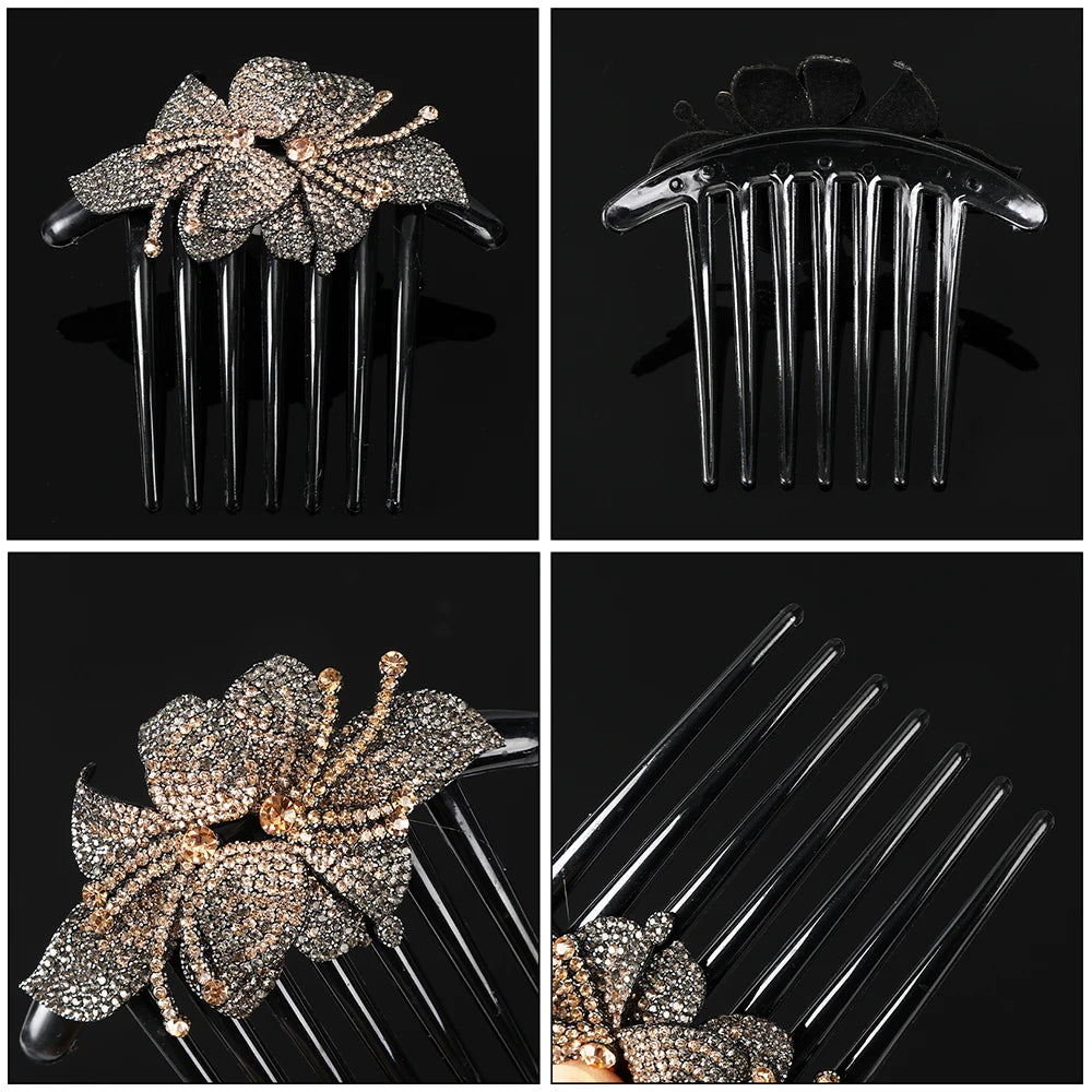 Peigne à cheveux AWAYTR en cristal avec strass – Accessoire professionnel pour chignons, tresses et queues de cheval