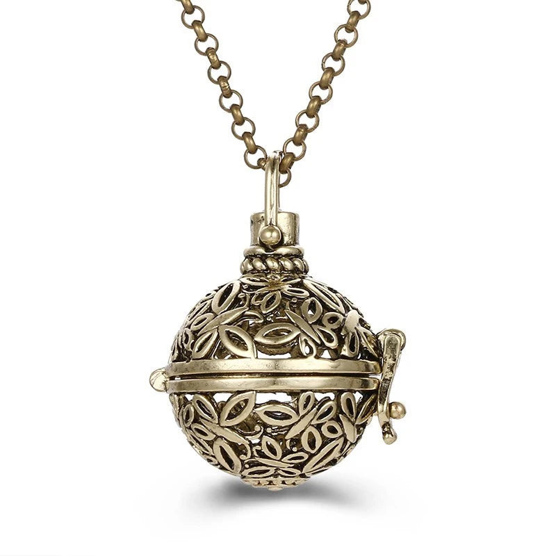 Nouveau charme carillon du mexique ailes d'ange creuses collier Vintage bijoux boule de musique pendentif aromatique pour les femmes accessoires de mode d'été