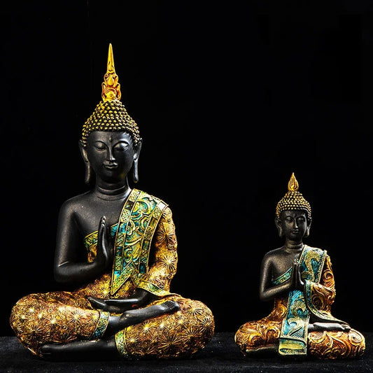 Grande Statue de Bouddha, Poisson Mystérieux, Décoration Précieuse, Mini Figurine Bouddhiste, Décor de Bureau, Ornement, Sculpture Peinte à la Main, Grès