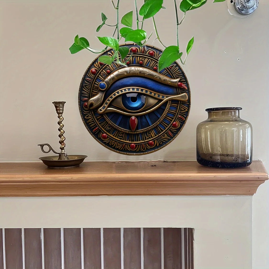 Art mural Eye of Horus, symbole de la mythologie égyptienne, décor en métal haute résistance avec look 3D, décoration de maison et de bain, style ferme