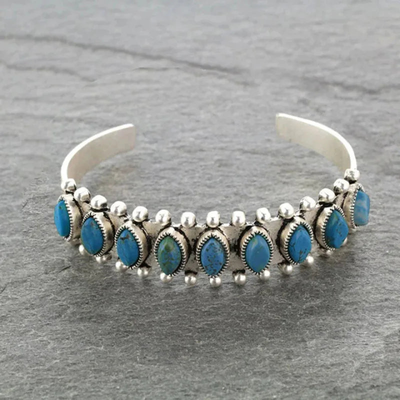 Bracelet Turquoise Vintage du Tibet pour femmes et hommes, Bracelets bohème ethnique gitane indien Afghan, bijoux turcs