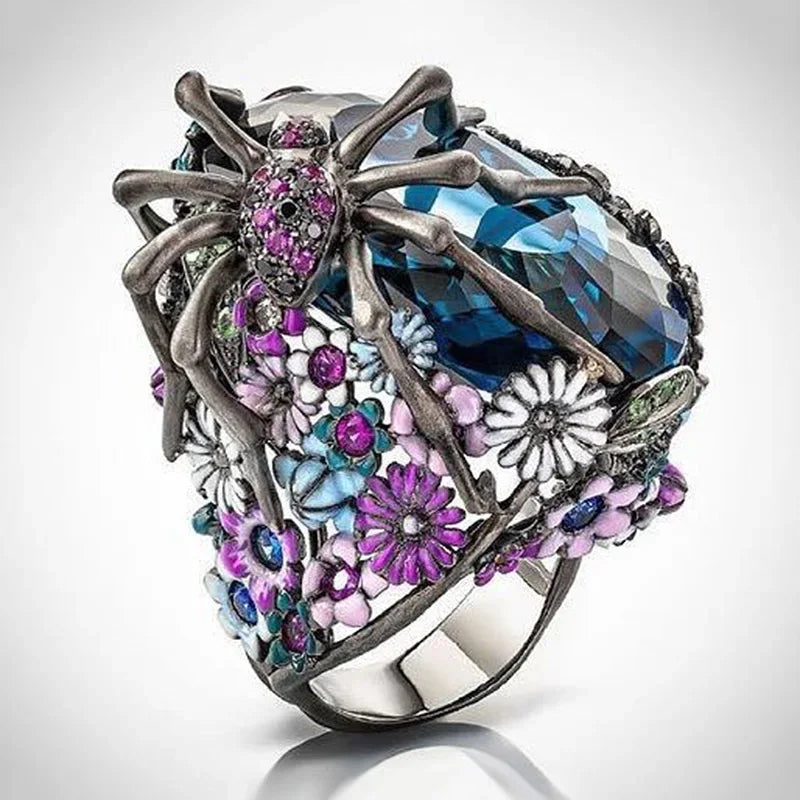 Bagues Araignée Uniques pour Femmes avec Cristaux CZ Brillants et Pierres Animales – Accessoires Cadeaux Raffinés