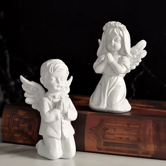 Sculpture et Statue d'Anges Chérubins Priant, Figurine de Jardin Chrétien, Ornements pour la Décoration de la Maison, Décor de ixde Table