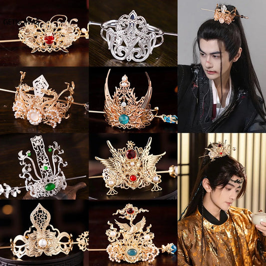 Couronne de cheveux Hanfu chinoise, chignon rétro queue de cheval, accessoire pour cheveux, couvre-chef en métal Vintage pour coiffure de fête Cosplay