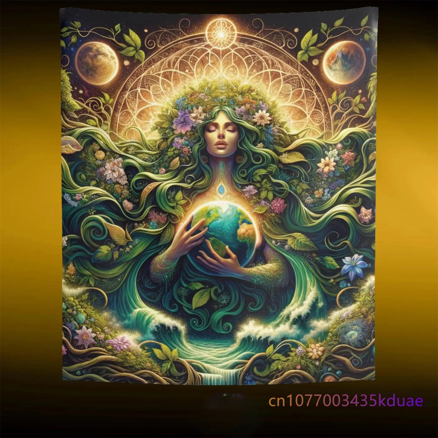 Gaia Art mère terre tapisserie murale mère Nature tenture murale bohème décor à la maison salle de méditation tapisserie fond tissu