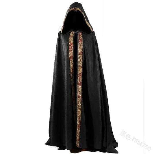 Manteau à Capuche Médiéval pour Halloween, Cape Gothique Vintage, Costume Long de Magicien Everak