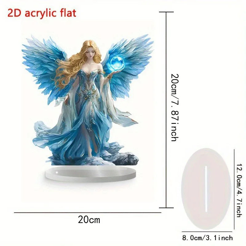 Statue d'ange gardien en acrylique, ornement plat 2D, décoration multifonctionnelle, ornement de Festival