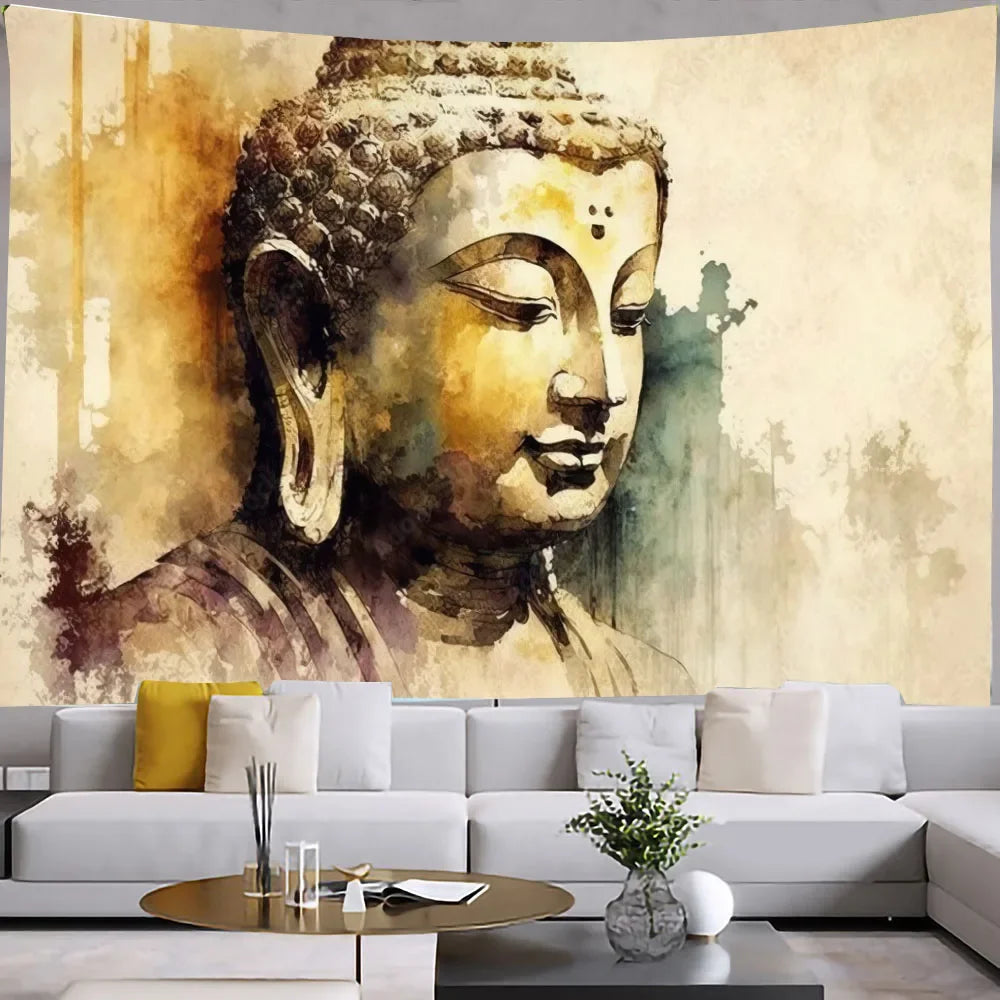 Tapisserie de méditation de bouddha indien, décoration de chambre à coucher, mandala bohème, confection murale, yoga, polymères, serviette de plage, décoration d'intérieur